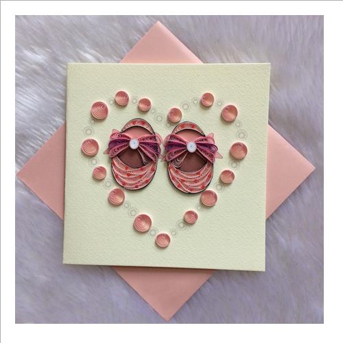 biglietto quilling scarpine rosa